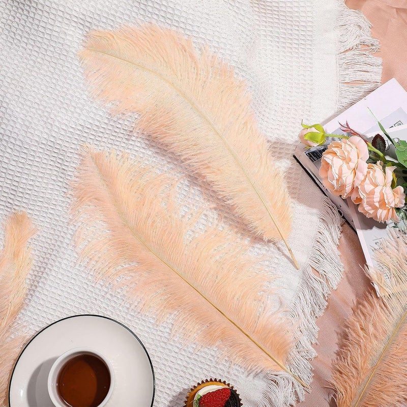 Retrowavy Store 50 Pcs 14-16 Inches Large Natural Ostrich Feathers Bulk for Centerpieces for Wedding Party Centerpieces Home Decoration Flower Arrangement(Champagne) - Image 3